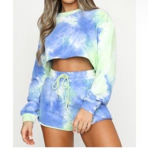 T & J Designs 2-Piece Tie Dye Blue & Green Set